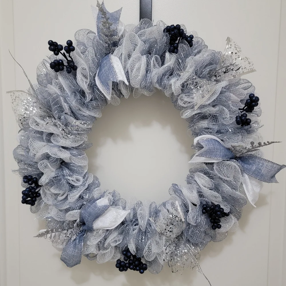 Winter/Snow Blue and Silver Theme Wreath